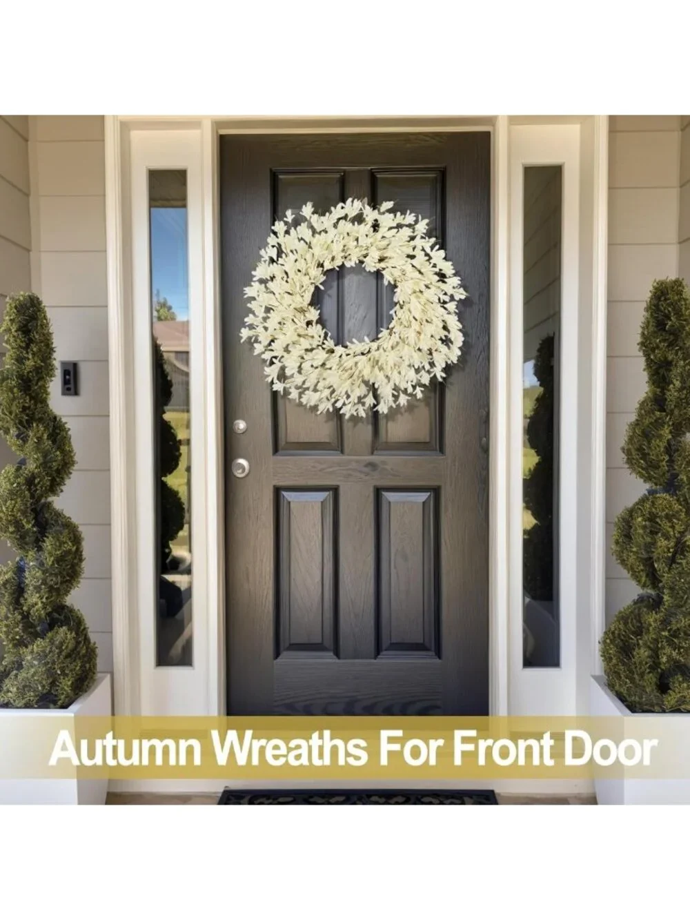 26-Inch Realistic Autumn Wreath for Front Door - Fall Decor, Outdoor Elegance